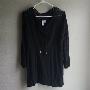 No Boundries Long Sleeve Dress With Lace Shoulders